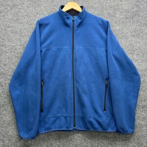 Lands' End Fleece Jacket Men's Size L Blue Full Zip Pockets Casual Outerwear